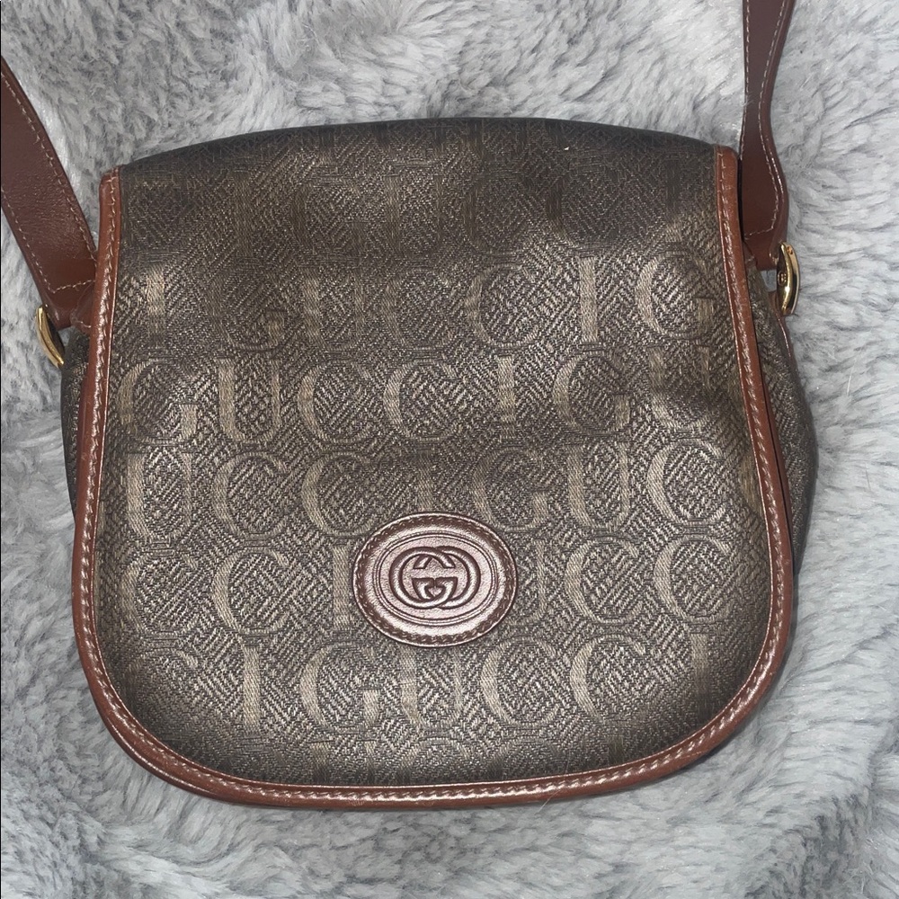Vintage Gucci Brown Monogram Crossbody Bag